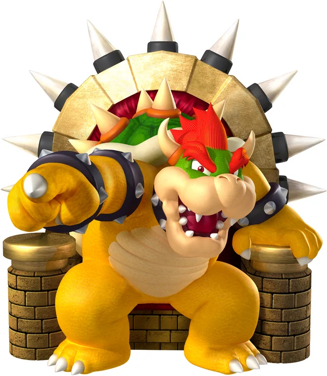 Bowser standing in fornt of a throne